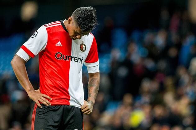 MANCHESTER - Manchester City - Feyenoord , Voetbal , Seizoen 2017 2018 , Champions League , Etihad Stadium , 21-11-2017 , Feyenoord speler Renato Tapia is teleurgesteld Manchester City - Feyenoord  x1821963x