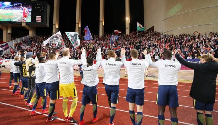 AS Monaco RB Leipzig Soccer Champions League Monaco 21 11 2017 Stade Louis II Soccer Champions League Group G 5 Gameday AS Monaco vs RB Leipzig 1 4 1 4 Pictured here Team and fans of RB Leipzig Final cheering