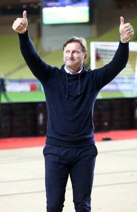 AS Monaco RB Leipzig Soccer Champions League Monaco 21 11 2017 Stade Louis II Soccer Champions League Group G 5 Gameday AS Monaco vs. RB Leipzig Coach Ralph Hasenhüttl Hasenhuettl RB Leipzig Final Cheers Thanks to the fans