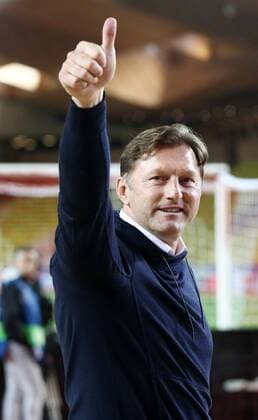 AS Monaco RB Leipzig Soccer Champions League Monaco 21 11 2017 Stade Louis II Soccer Champions League Group G 5 Gameday AS Monaco vs. RB Leipzig Coach Ralph Hasenhüttl Hasenhuettl RB Leipzig Final Cheers Thanks to the fans