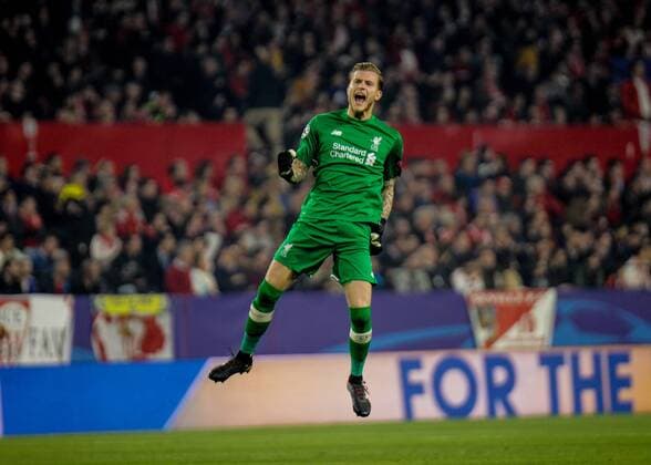 Bilder des Tages - SPORT 21st November 2017, Ramon Sanchez Pizjuan, Seville, Spain; UEFA Champions League, Seville versus Liverpool; Karius celebrates his teams goal for 1-0 for Liverpool in the 2nd minute  ActionPlus11954485