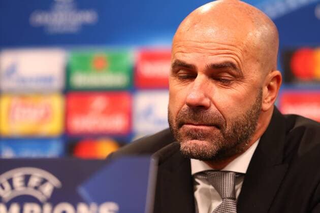Tuesday 21 11 2017 Season 2017 2018 UEFA Champions League 5 Matchday in the Dortmund Signal Iduna Park BVB 09 Borussia Dortmund Tottenham Hotspur Peter Bosz Coach BVB at the subsequent press conference with eyes closed