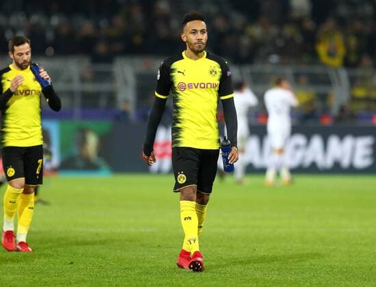 Tuesday 21 11 2017 Season 2017 2018 UEFA Champions League 5 Matchday in Dortmund Signal Iduna Park BVB 09 Borussia Dortmund Tottenham Hotspur Disappointment of the Dortmund players after the final whistle Pierre Emerick Aubameyang BVB