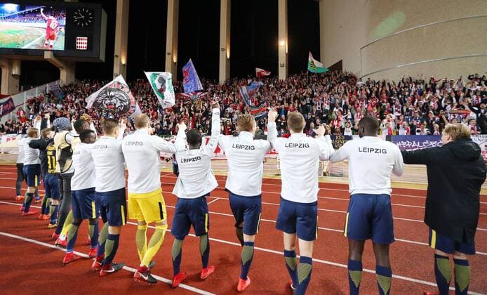 AS Monaco RB Leipzig Soccer Champions League Monaco 21 11 2017 Stade Louis II Soccer Champions League Group G 5 Gameday AS Monaco vs RB Leipzig 1 4 1 4 Pictured here Team and fans of RB Leipzig Final cheering