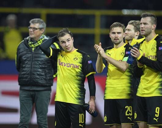 21 11 2017 Soccer Champions League Season 2017 2018 Preliminary Round 5 Matchday Borussia Dortmund Tottenham Hotspur 1 2 left Mario Goetze Mario Gotze Borussia Dortmund Marcel Schmelzer Borussia Dortmund Andre Schuerrle Andre Schurrle Borussia Dortmund Andrey Yarmolenko Borussia Dortmund Team2