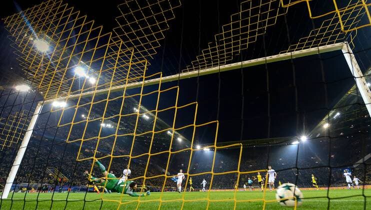 21 November 2017 Dortmund Signal Iduna Park Football UEFA Champions League Borussia Dortmund Tottenham Hotspur Dortmunds Pierre Emerick Aubameyang scores against Tottenham goalkeeper Hugo Lloris to score 1 0