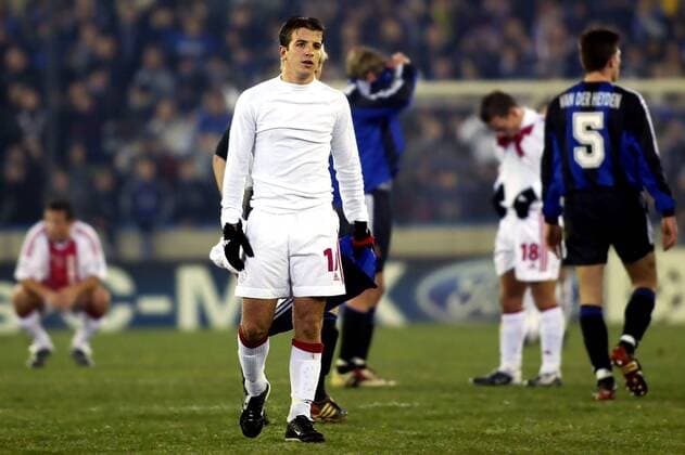 bruges 09 12 2003 last group match champions league club bruce ajax 2 1 disillusion at rafael van der vaart club bruges ajax kpnw200350 football