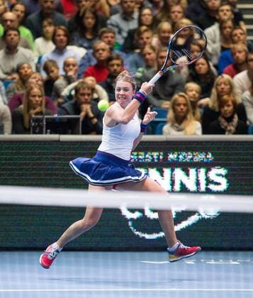 TALLINN, EESTI 21NOV17. Eesti Meedia tennis cup. Tennis match of the two of the best female tennis players in Estonia: KAIA KANEPI (in black shirt) and ANETT KONTAVEIT (in white shirt). The winner is Kaia Kanepi. TALLINN Harjumaa Estonia Saku Suurhall  Copyright: xTAIROxLUTTERx