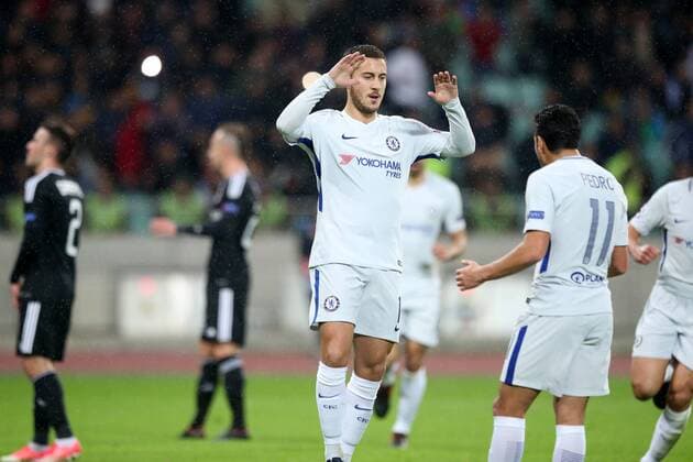 BAKU 22.11.2017 MECZ 5. KOLEJKA GRUPA C LIGA MISTRZOW SEZON 2017 18: QARABAG AGDAM - CHELSEA FC LONDYN --- UEFA CHAMPIONS LEAGUE MATCH: QARABAG FK - CHELSEA FC LONDON EDEN HAZARD PEDRO RODRIGUEZ FOT. PIOTR KUCZA FOTOPYK NEWSPIX.PL --- Newspix.pl  171122PYK0009