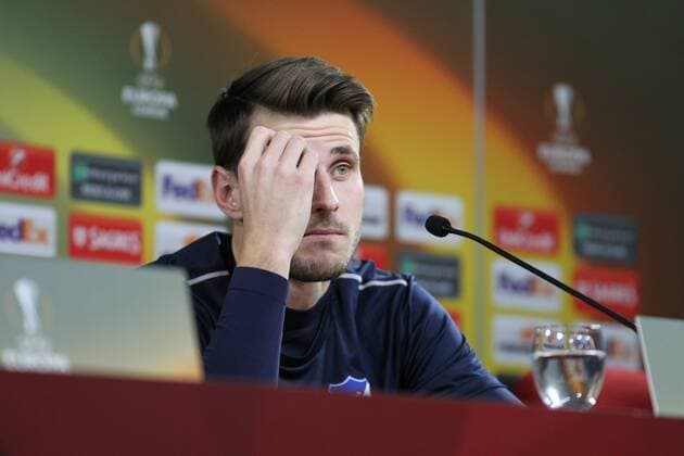 Pressekonferenz PK - FOOTBALL, FUSSBALL - TSG Hoffenheim player, Havard Nordtveit during the press conference PK Pressekonferenz before the match against SC Braga to the Europa League Group Stage. Braga, Portugal, 22nd November. Photo: IMAGO Pedro Benavente PUBxNOTxINxPOR PEDRO BENAVENTE