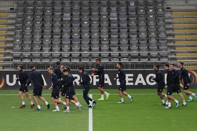 Pressekonferenz PK - FOOTBALL, FUSSBALL - TSG Hoffenheim players, during the training session before the match against SC Braga to the Europa League Group Stage. Braga, Portugal, 22nd November. Photo: IMAGO Pedro Benavente PUBxNOTxINxPOR PEDRO BENAVENTE