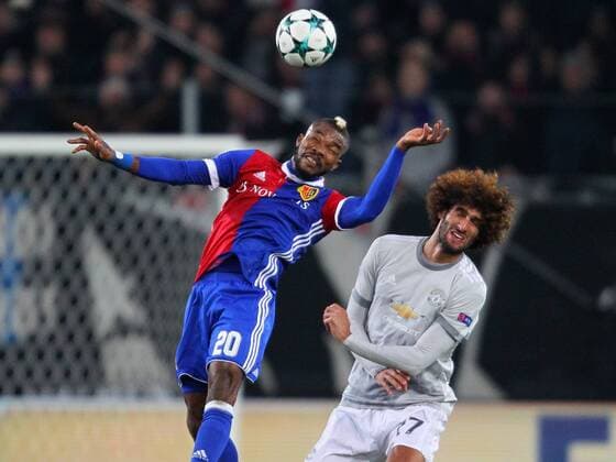 FC Basel v Manchester United ManU UEFA Champions League Geoffroy Serey Die of FC Basel and Marouan Fellaini of Manchester United during the UEFA Champions League match at St. Jakob-Park, Basel Content Not Available For UK Newspapers Copyright: xYannisxHalasx FIL-10987-0019