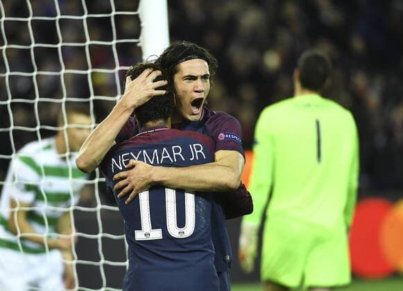 But de Cavani et Neymar FOOTBALL : Paris SG vs Celtic Glasgow - Ligue des Champions 2018 - 22 11 2017 MAO Panoramic 