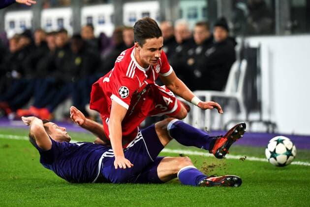 BRUSSELS, BELGIUM - NOVEMBER 22 : Uros Spajic defender of RSC Anderlecht, Marco Friedl defender of Bayern FOOTBALL : Anderlecht vs Bayern Munich - Ligue des Champions - 22 11 2017 PhotoNews Panoramic  775030972