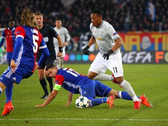 FC Basel v Manchester United ManU UEFA Champions League Marek Suchy of FC Basel and Anthony Martial of Manchester United during the UEFA ChMarekampions League match at St. Jakob-Park, Basel Content Not Available For UK Newspapers Copyright: xYannisxHalasx FIL-10987-0024