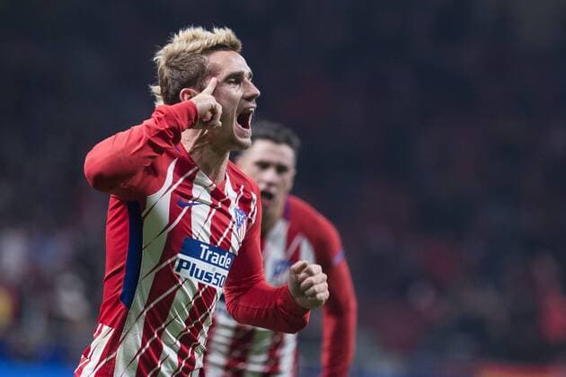 Atletico de Madrid Antoine Griezmann celebrating a goal during UEFA Champions League match between Atletico de Madrid and Roma at Wanda Metropolitano in Madrid, Spain. November 22, 2017.  (20171122028)