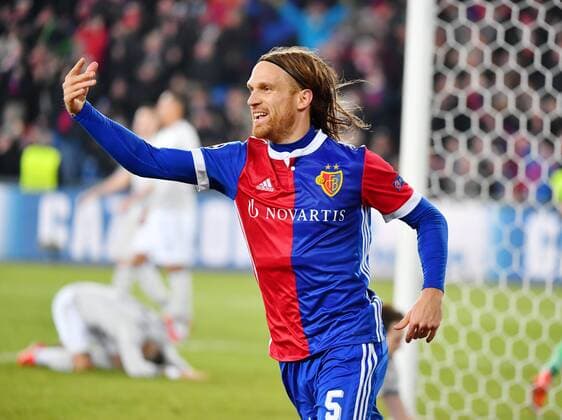 22 11 2017 Basel Stadium St Jakob Park Soccer Men Champions League FC Basel Manchester United 1 0 Image shows Goalscorer Michael Lang FC Basel cheers action