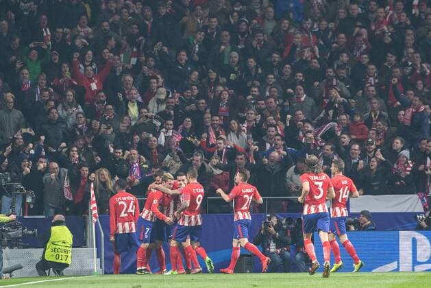 Antoine Griezmann of Atletico Madrid celebrating after scoring a goal during the UEFA Champions League group C match between Atletico Madrid and Roma played at Wanda Metropolitano Stadium in Madrid, on November 22th 2017Stadium in Madrid, on November 22th 2017.  xRudyx xAFP7x xAtleticoxdexMadridxvxRoma,xChampionsxLeague,xSpain,xNovx22thx201x