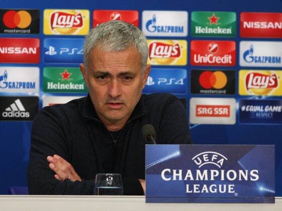 Bilder des Tages - SPORT FC Basel v Manchester United ManU UEFA Champions League Jose Murinho of Manchester United in the post match press conference PK Pressekonferenz during the UEFA Champions League match at St. Jakob-Park, Basel Content Not Available For UK Newspapers Copyright: xYannisxHalasx FIL-10987-0028