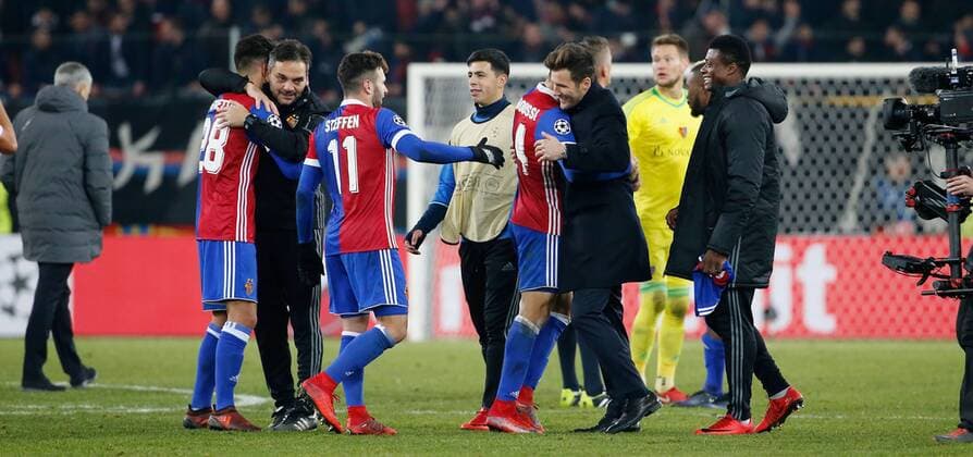 22 11 2017 St Jakob Park Basel SWITZERLAND Season 2017 2018 Men Soccer UEFA Champions League Group Stage FC Basel Manchester United Coach Raphael Wicky FC Basel are looking forward to the match with Renato Steffen and Mohamed Elyounoussi FCB