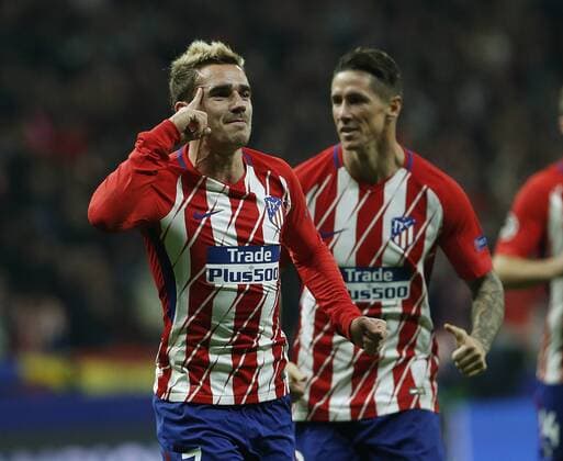 Partido de la Champions League disputado entre Roma y Atlético. En la imagen, Griezmann celebra su gol. Champions League match played between Roma and Atlético. In this picture, Griezmann celebrates his goal. 