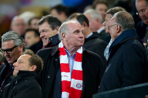 President Uli Hoeness FC Bayern Muenchen right Chairman Karl Heinz Rummenigge FC Bayern Munich RSC Anderlecht vs FC Bayern Muenchen Champions League Football 22 11 2017 Anderlecht Copyright: xLanger Eibner-Pressefotox EP_HLR