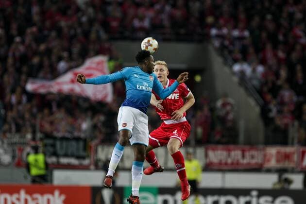 Koeln Rhein Energie Stadion 13 02 2016 Football UEFA Europa League FC Koeln FC Arsenal Bild Forward duell Danny Welbeck FC Arselnal 23 hi Frederik Sörensen FC Cologne 4 Copyright: HMBxMedia ThomasxJäger