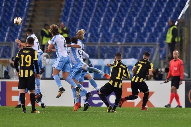 Bryan Linssen Gol punizione. Goal celebration Roma 23-11-2017 Stadio Olimpico Europa League 2017 2018 Lazio - Vitesse Foto Andrea Staccioli Insidefoto andreaxstaccioli