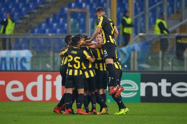 Esultanza dopo il gol di Bryan Linssen Vitesse. Goal celebration. Roma 23-11-2017 Stadio Olimpico Europa League 2017 2018 Lazio Roma - Vitesse Foto Antonietta Baldassarre Insidefoto AntoxBaldassarre