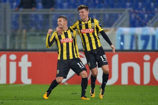 Esultanza dopo il gol di Bryan Linssen Vitesse, con Mount. Goal celebration. Roma 23-11-2017 Stadio Olimpico Europa League 2017 2018 Lazio Roma - Vitesse Foto Antonietta Baldassarre Insidefoto AntoxBaldassarre