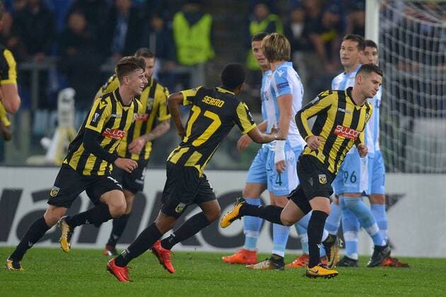 Esultanza dopo il gol di Bryan Linssen Vitesse. Goal celebration. Roma 23-11-2017 Stadio Olimpico Europa League 2017 2018 Lazio Roma - Vitesse Foto Antonietta Baldassarre Insidefoto AntoxBaldassarre