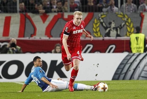 Cologne RheinEnergieStadion 23 11 17 Frederik Sörensen 1 FC Köln R against Francis Coquelin Arsenal London in Europaleague match between 1 FC Köln vs Arsenal London in the Season 2017 2018