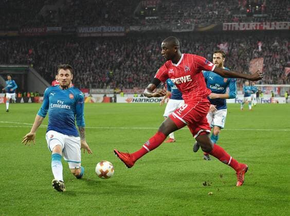 23 11 2017 Football GER UEFA Europa League 2017 18 5 Round 1 FC Koeln Arsenal London Sehrou Guirassy 1 FC Koeln re Mathieu Debuchy Arsenal London Team2