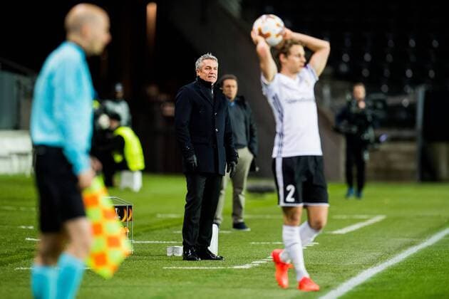 171123 Kare Ingebrigtsen, head coach of Rosenborg, and Vegar Eggen Hedenstad of Rosenborg during the UEFA Europa League match between Rosenborg and Real Sociedad on November 23, 2017 in Trondheim. Photo: Jon Olav Nesvold BILDBYRAN kod JE 160081  Copyright: JONxOLAVxNESVOLD BB171123BB807