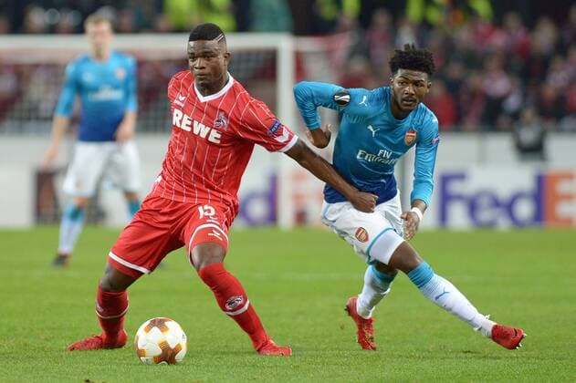 Koeln Germany 23 11 2017 UEFA Europa League 2017 18 Season Group Stage Group H 5 Round 1 FC Koeln FC Arsenal from left Jhon Cordoba KOE Ainsley Maitland Niles Arsenal DeFodi521