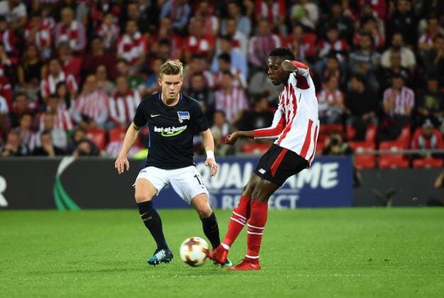 Soccer Men Season 2017 2018 UEFA Europa League Group J 5 Gameday Bilbao Athletic Bilbao Hertha BSC v 1 Maximilian Mittelstaedt Hertha Inaki Williams Athletic Bilbao 23 11 2017 Copyright: xMichaelxHundtx xMatthiasxKochx