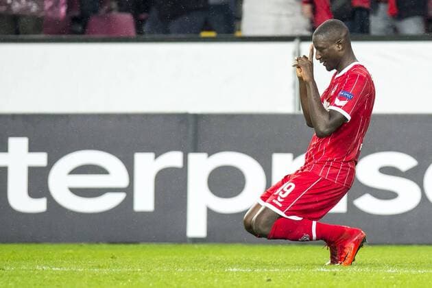 Fußball: UEFA Europa League, EL, Saison 2017 2018, Gruppe H, 1. FC Köln - Arsenal London in Köln (Nordrhein-Westfalen). Torschuetze, Torschütze Koelns Sehrou Guirassy jubelt nach seinem Tor zum 1:0. Copyright: xKirchner DavidxInderliedx