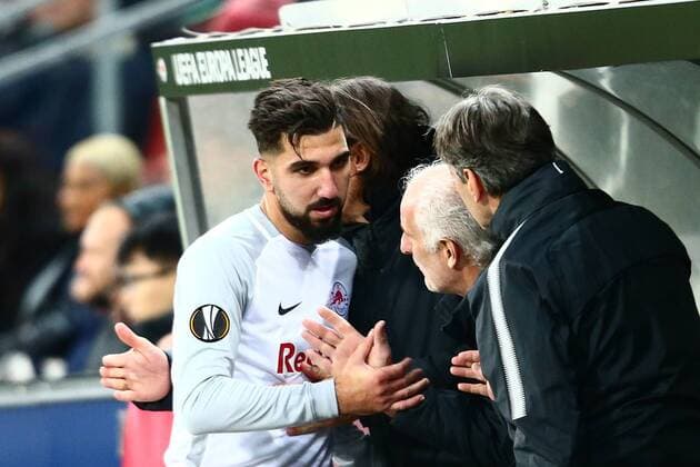 SOCCER - EL, RBS vs Vitoria SALZBURG,AUSTRIA,23.NOV.17 - SOCCER - UEFA Europa League, Red Bull Salzburg vs Vitoria Guimaraes SC. Image shows Munas Dabbur (RBS). GEPAxpictures xFelixxRoittner