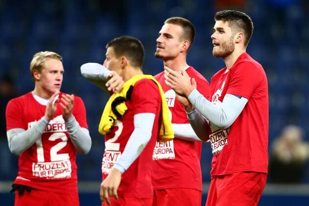 SOCCER - EL, RBS vs Vitoria SALZBURG,AUSTRIA,23.NOV.17 - SOCCER - UEFA Europa League, Red Bull Salzburg vs Vitoria Guimaraes SC. Image shows Duje Caleta-Car and Marin Pongracic (RBS). GEPAxpictures xFelixxRoittner