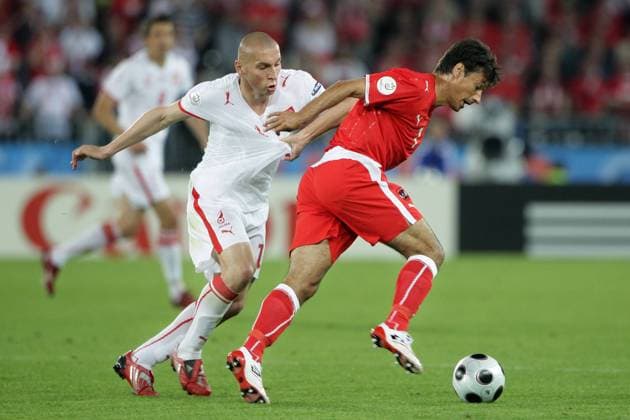 vienna 12 06 2008 austria poland ivica vastic r mariusz lewandowski austria poland euro 2008 austria - poland european parliament