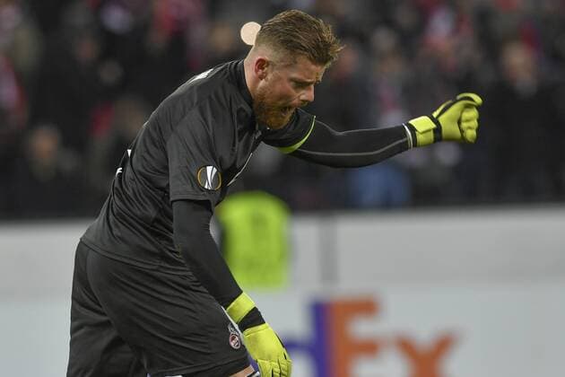 GER 1 FC Köln GER vs Arsenal FC ENG 23 11 2017 RheinEnergieSTADION Cologne Europe Leaque Group stage 5 Matchday GER 1 FC Köln GER vs Arsenal FC ENG in the picture Timo Horn Goalkeeper FC Köln 1 is happy about the victory nordphotox xMeuter nordphoto 00351