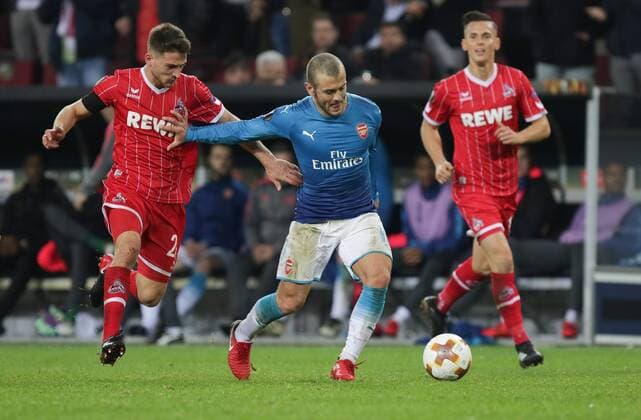 Koeln Rhein Energie Stadion 13 02 2016 Football UEFA Europa League FC Koeln FC Arsenal Bild li Salih Özcan FC Cologne 20 re Jack Wilshere FC Arselnal 10 Copyright: HMBxMedia ThomasxJäger