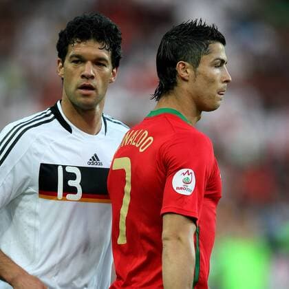 basel 19 06 08 ek euro2008 quarterfinal portugal germany michael ballack and christiano ronaldo portugal germany