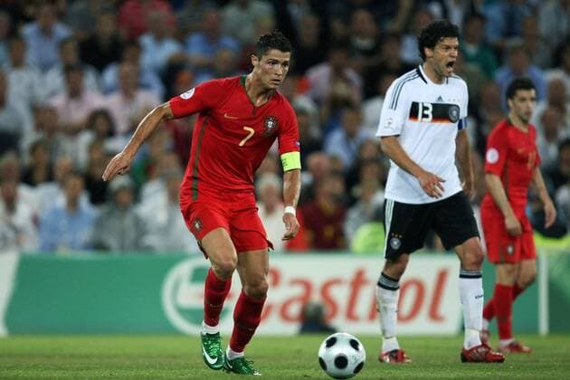 basel 19 06 08 ek euro2008 quarterfinals portugal germany 2 3 christiano ronaldo and michael ballack portugal germany