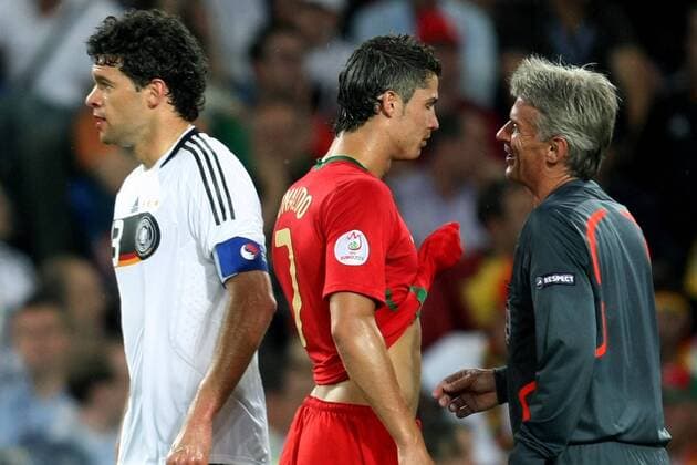 basel 19 06 08 ek euro2008 quarterfinals portugal germany 2 3 christiano ronaldo and michael ballack portugal germany