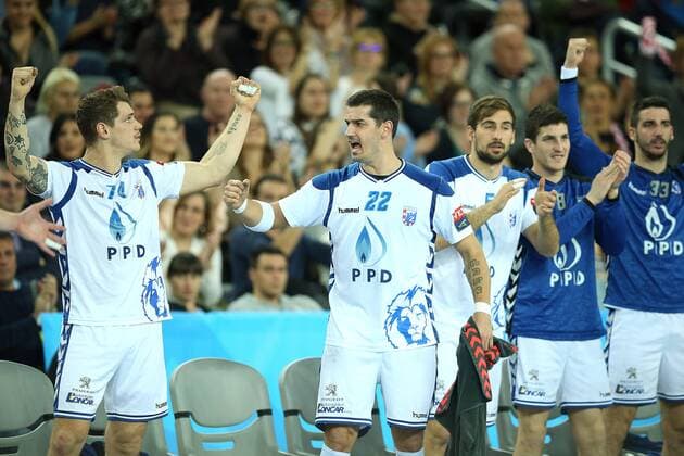 VELUX EHF Champions League, Group A, Round 9, RK PPD Zagreb - FC Barcelona Barca 23.11.2017., Croatia, Arena Zagreb, Zagreb - VELUX EHF Champions League, Group A, Round 9, RK PPD Zagreb - FC Barcelona. Mario Vuglac, Josip Valcic. GoranxStanzl PIXSELL