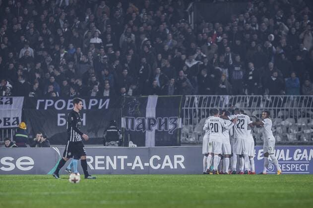 23rd November 2017, Partizan Stadium, Serbia, Belgrade; UEFA Europa League, Partizan versus Young Boys; The Players of Young Boys celebrate their goal for 1-1  ActionPlus11955146