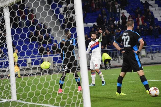 Joie de Nabil Fekir (lyon) FOOTBALL : Lyon vs Limassol - Ligue Europa - Phase de goupe - 23 11 2017 FredericChambert Panoramic 
