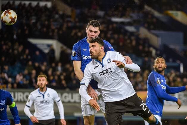 Andrea Petagna of Atalanta wins a header during the UEFA Europa League match between Everton and Atalanta at Goodison Park, Liverpool, England on 23 November 2017. Copyright: xJohnxBaguleyx 17850031