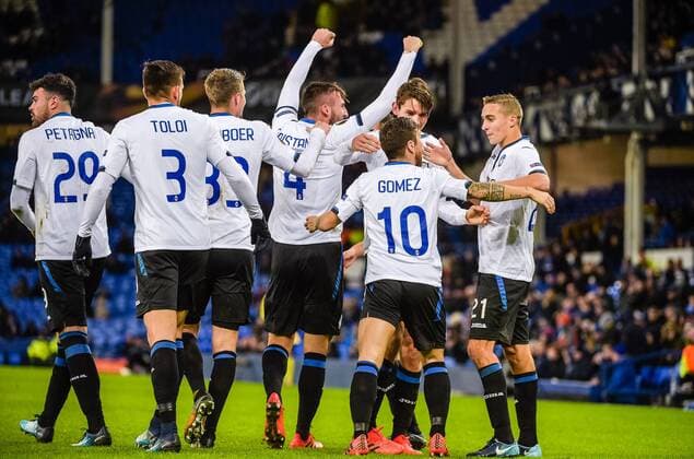 Bryan Cristante of Atalanta celebrates scoring during the UEFA Europa League match between Everton and Atalanta at Goodison Park, Liverpool, England on 23 November 2017. Copyright: xJohnxBaguleyx 17850039